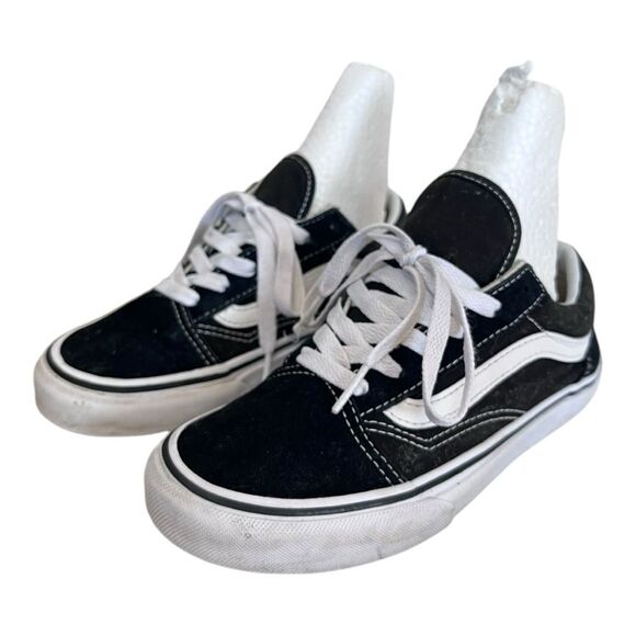 Vans | Old Skool Black and White Canvas Suede low tops sneakers size 3.5 kids - Picture 3 of 8